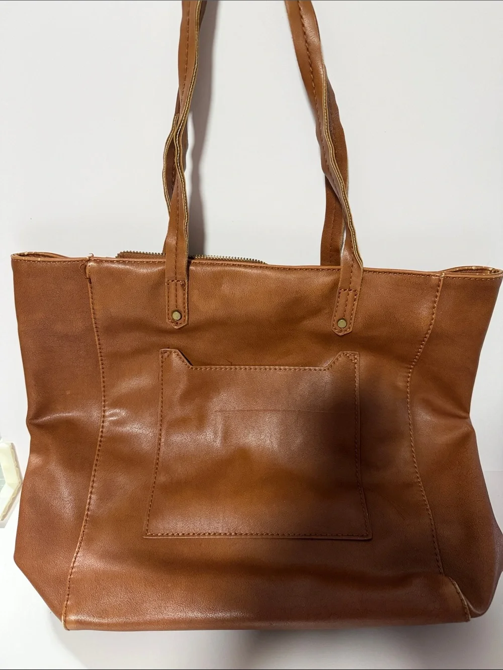 Large Classic Brown faux  Leather Tote Bag - Women